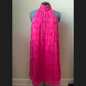 Lilly Pulitzer Kristine Dress Pink Tango Tangerine Dream Poly Clip Dress